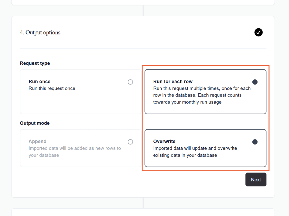 Output options