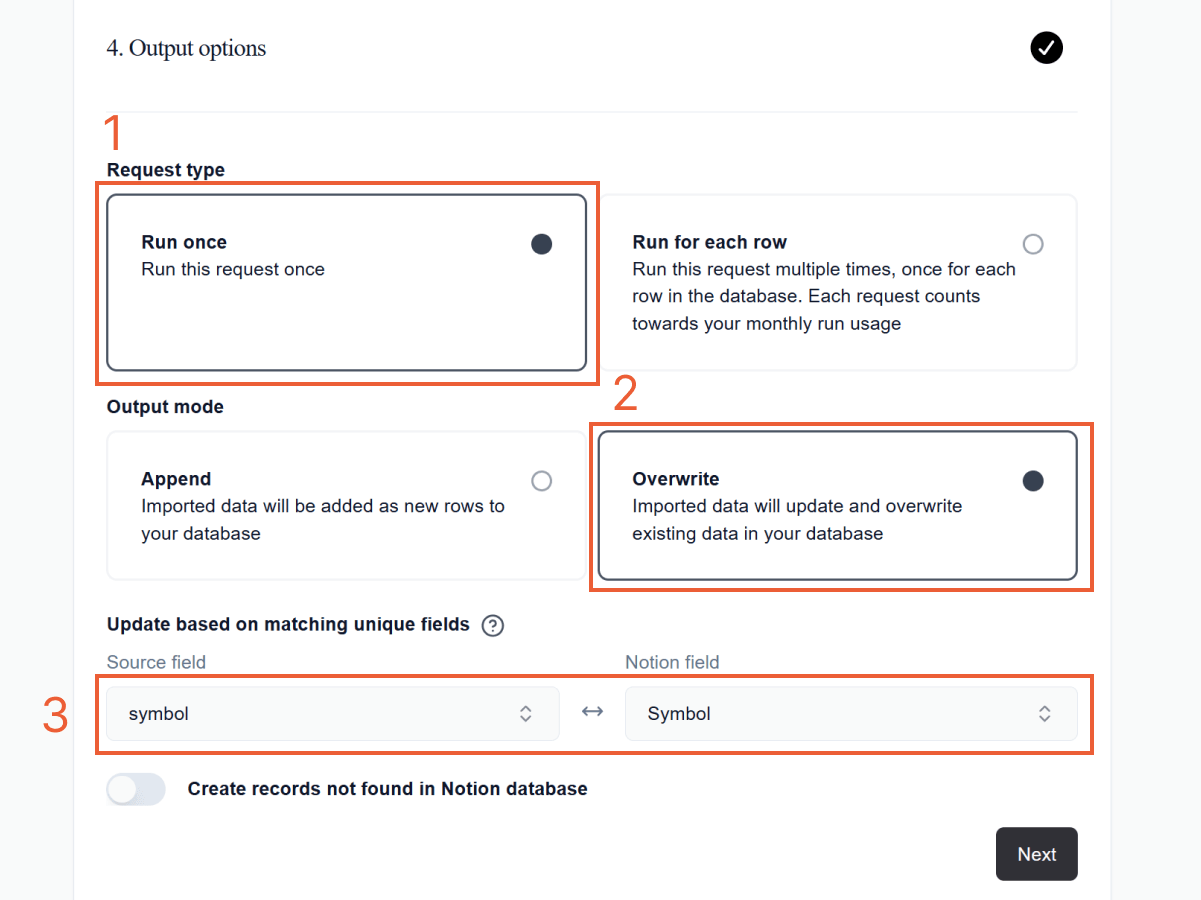 Output options